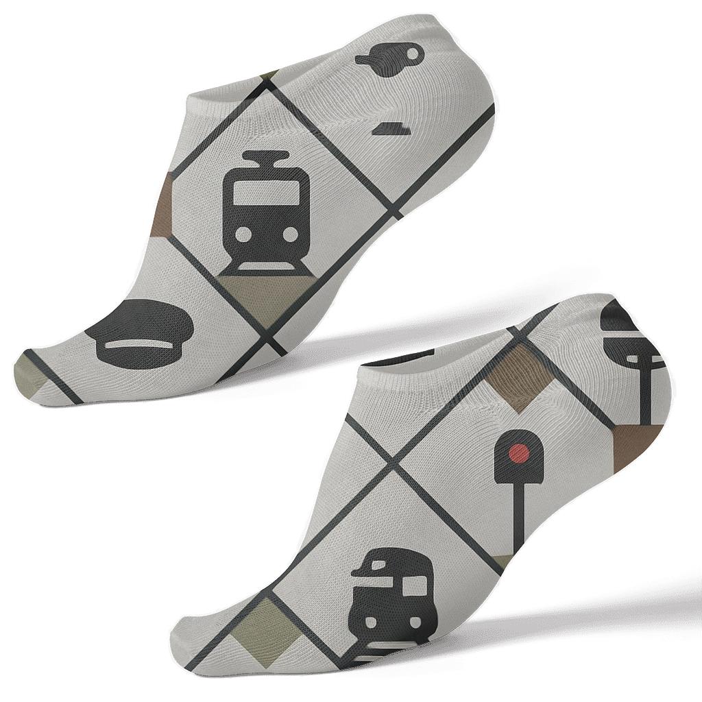 Signal And Hat Lattice Pattern, Train Conductor premium sports ankle socks