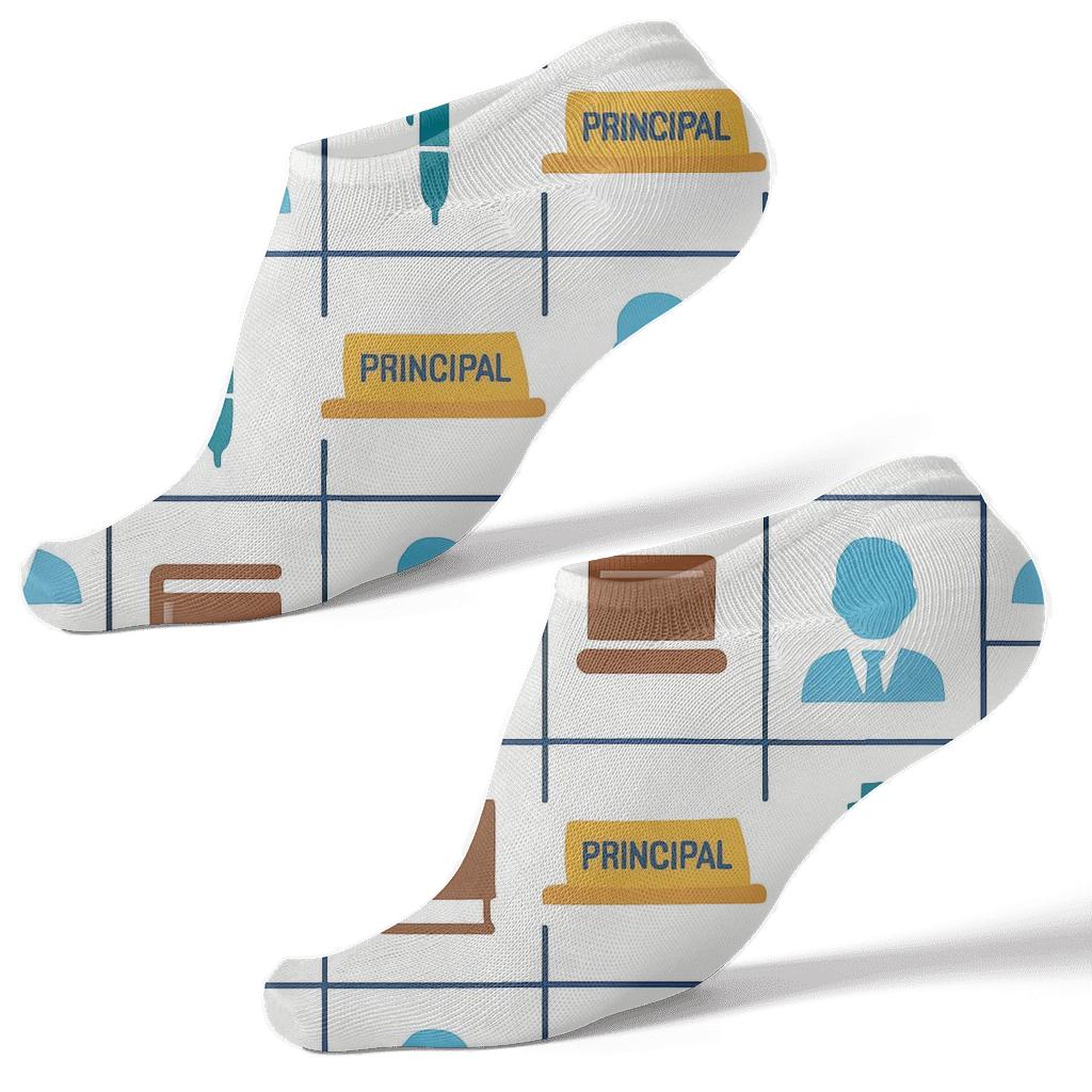 Grid Routines With School Principal Mini Icons soft everyday ankle socks