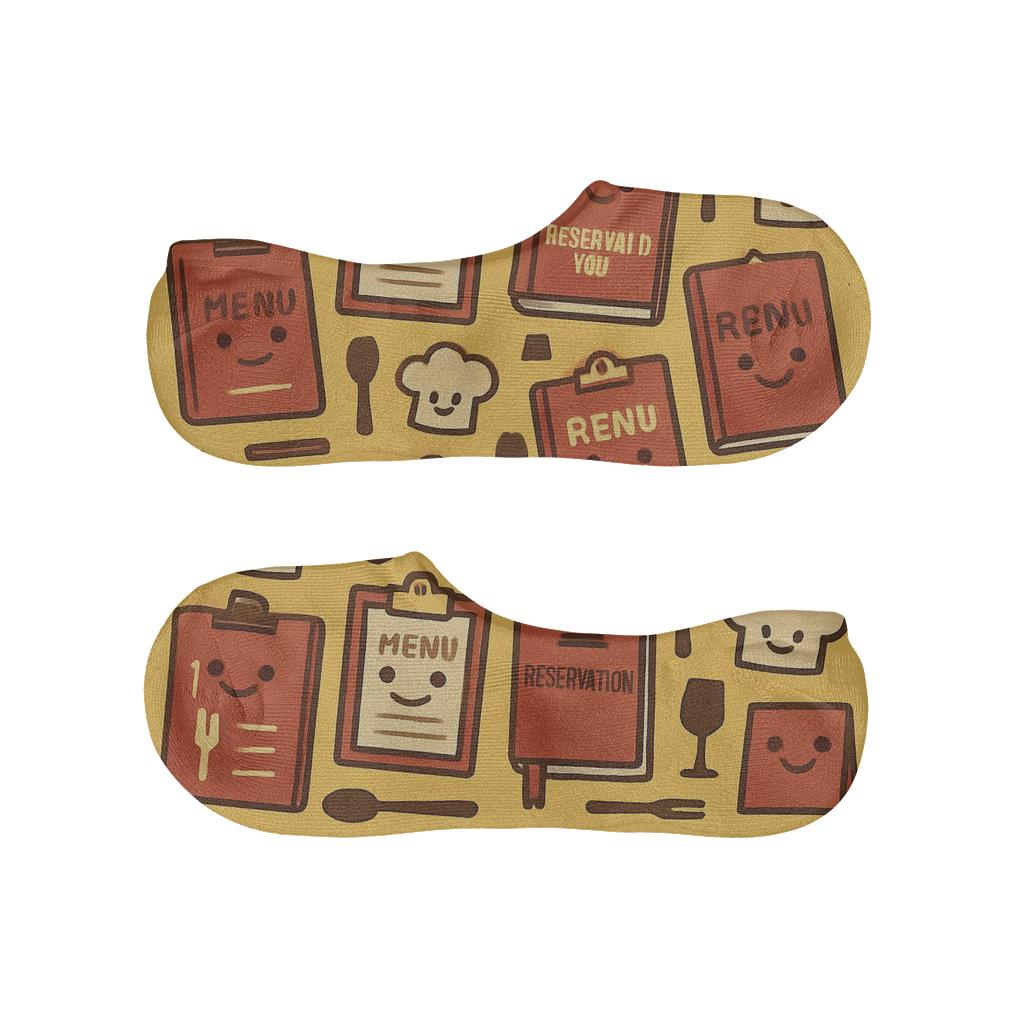 Bistro Ledger Tiles, Restaurant Manager Edition custom no-show socks