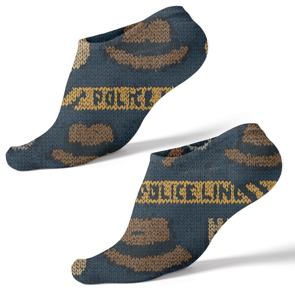 Police Detective Knit Illusion Badge And Tape Bands comfortable cotton ankle socks