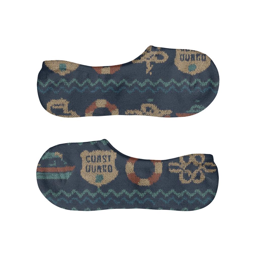 Knitted Coast Guard Officer Rope And Lifebuoy Fair Isle Pattern soft cotton no-show socks