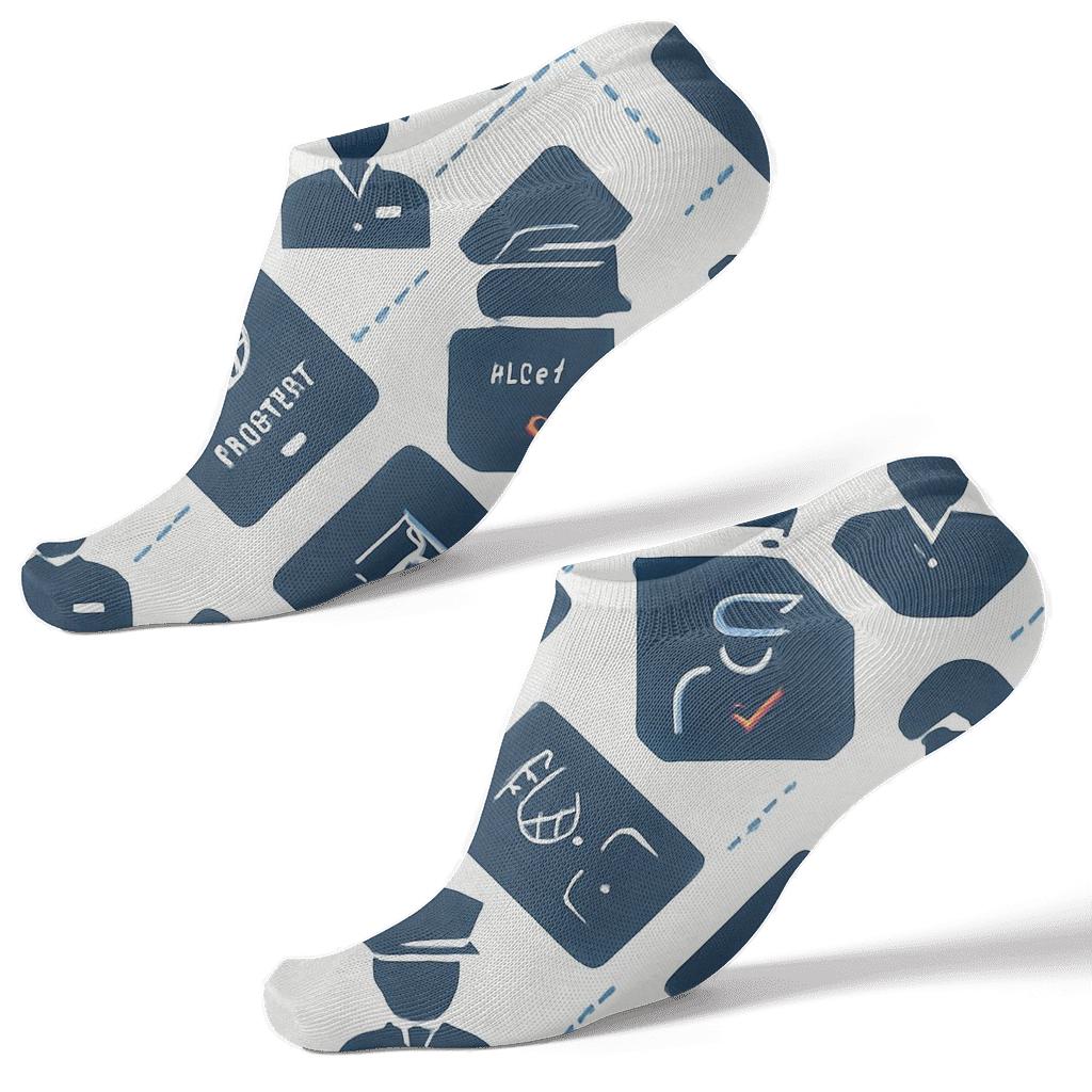 Passport Lattice With Immigration Officer Icons personalized ankle socks