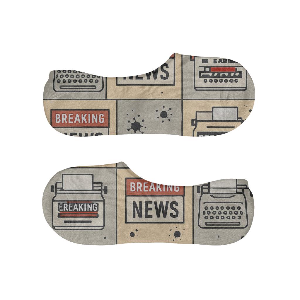 Modern Grid With Journalist Headlines designer print no-show socks