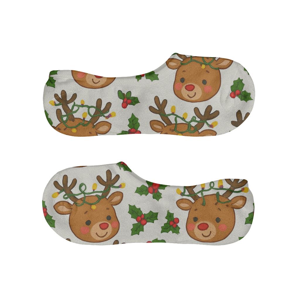 Xmas Reindeer Light Tangle Tessellation comfortable low-cut socks