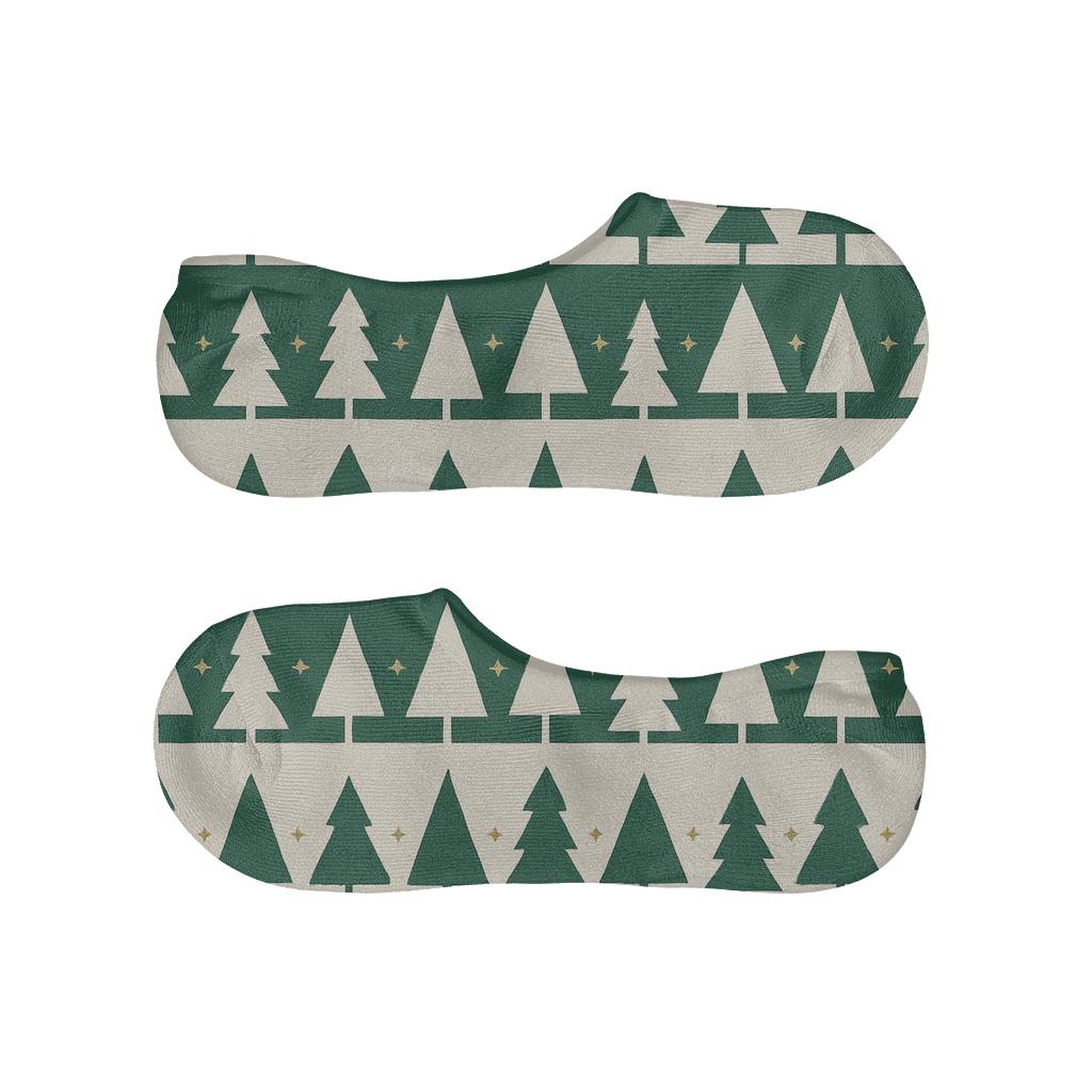 Minimal Tree Bands In Christmas Green trendy no-show sock styles