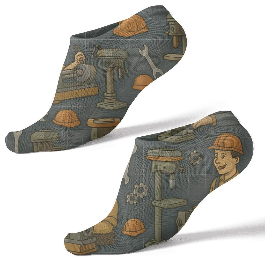 Workshop Patchwork Collage For Machine Operator premium sports ankle socks