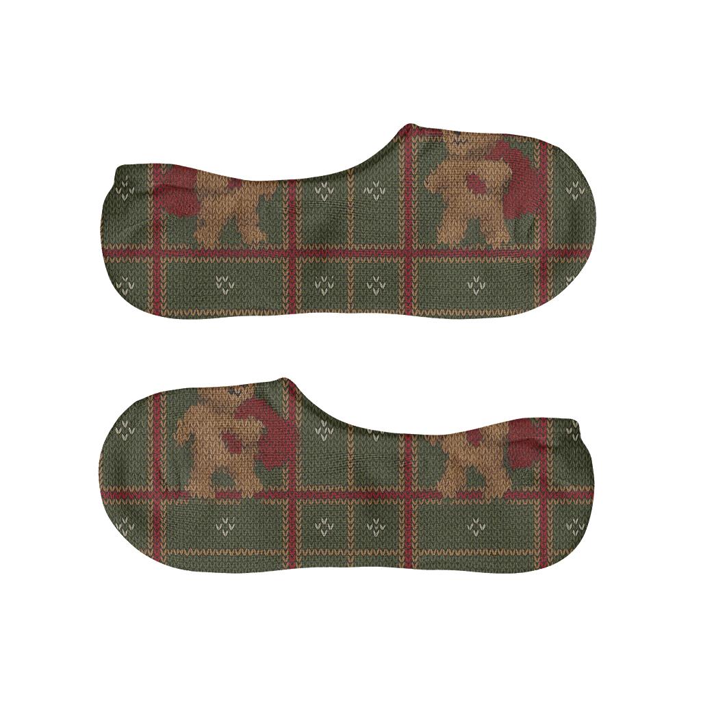 Bear Santa Sack Plaid On Olive Background trendy no-show sock styles