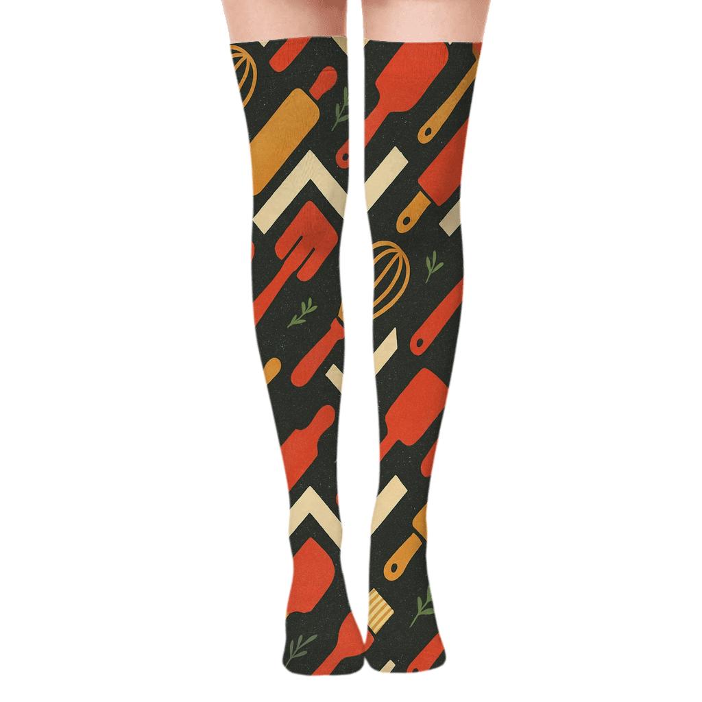 Baking Tool Chevron In Cook Studio Style premium cozy over-the-knee socks