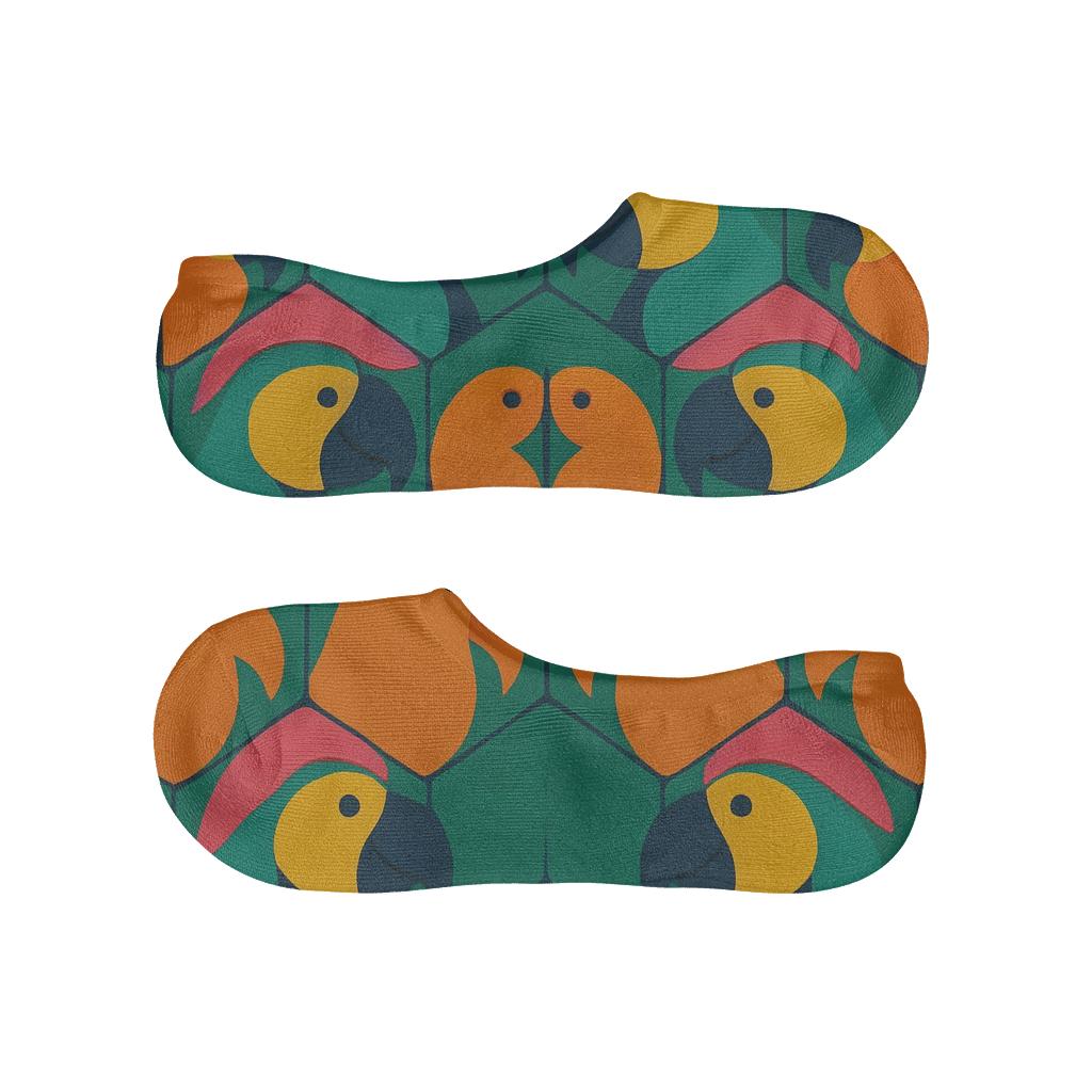 Parrot Beak Mosaic Tessellation On Jungle Green personalized invisible socks