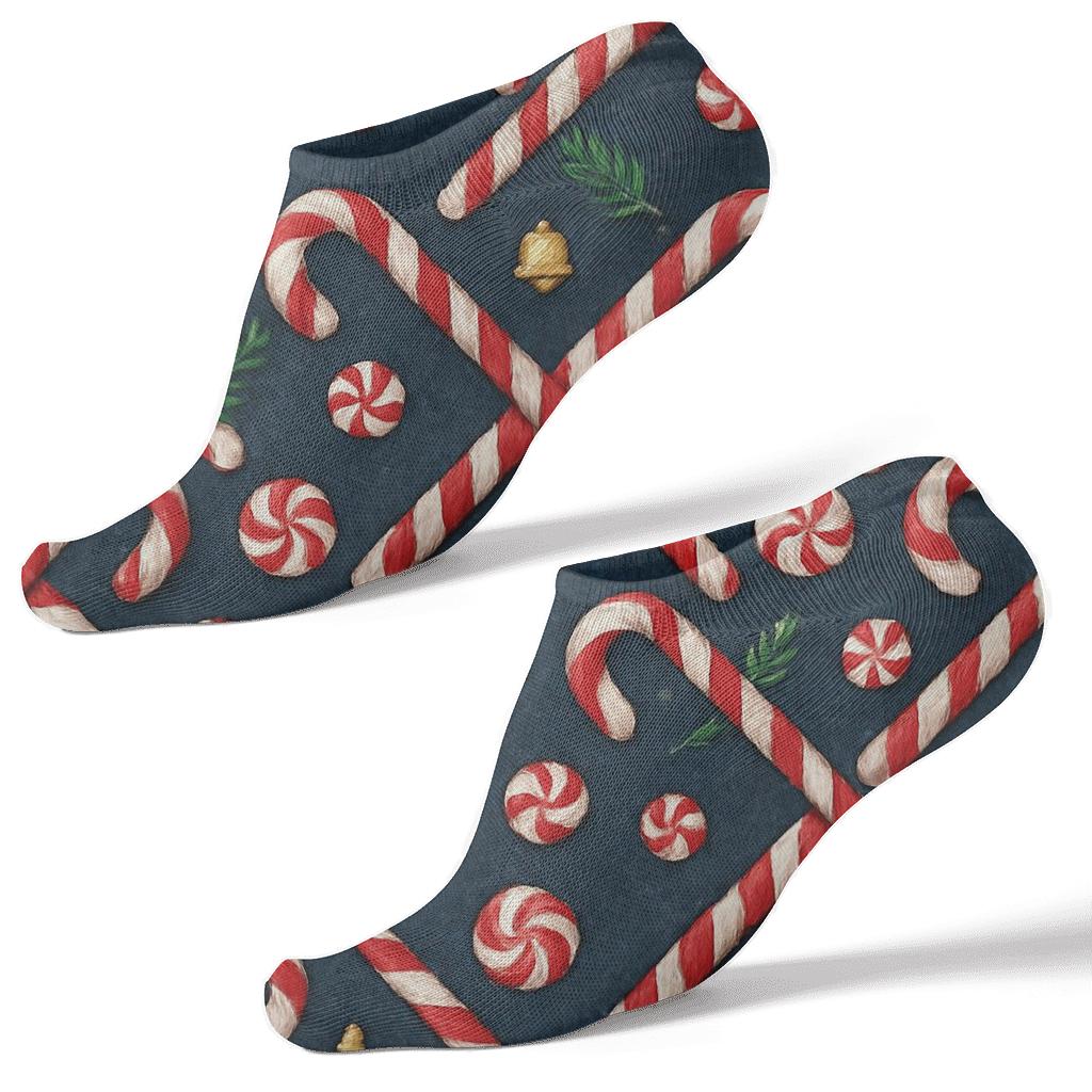 Candy Cane Lattice, Holiday Edition unique graphic ankle socks