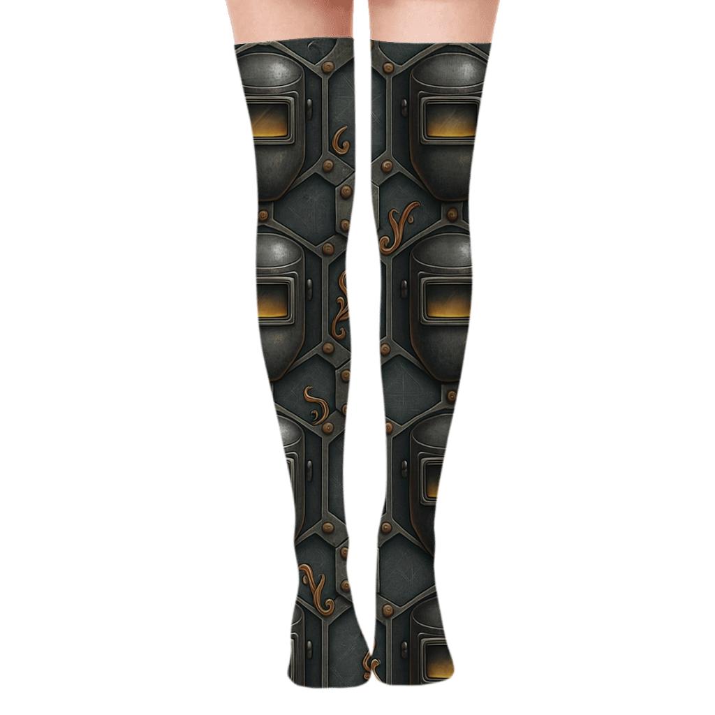 Industrial Mosaic With Welder Masks comfortable cotton over-the-knee socks
