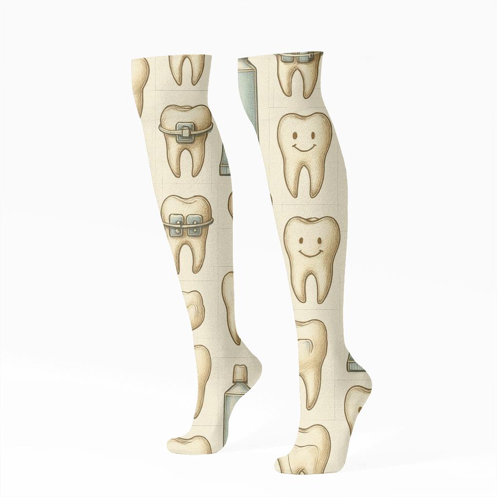 Vintage Collage Pattern, Dentist Study custom knee-high socks