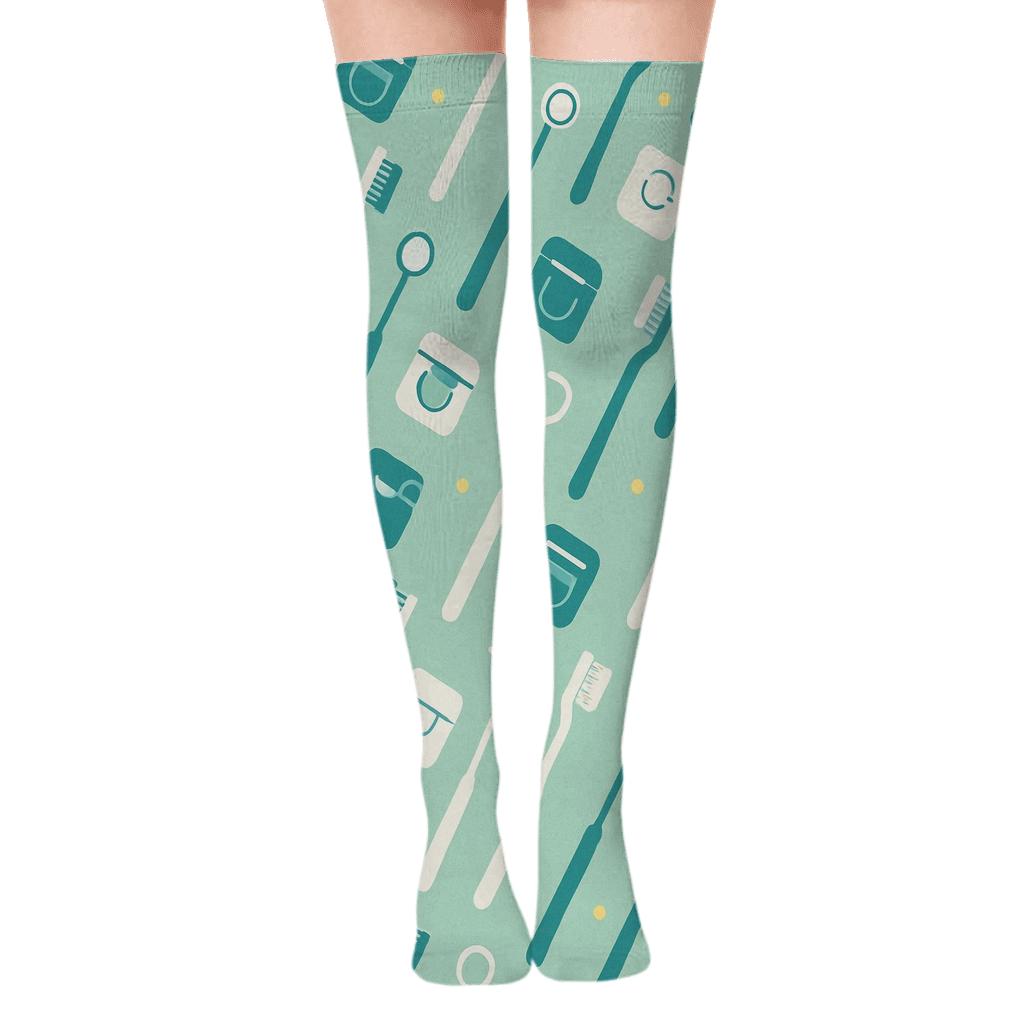 Toothbrush Lattice In Dentist Calm custom over-the-knee socks
