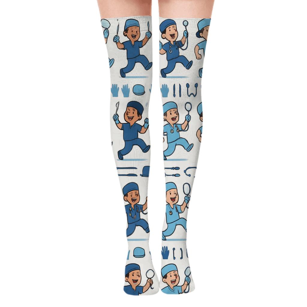 Operating Room Parade With Surgeon Characters personalized over-the-knee socks