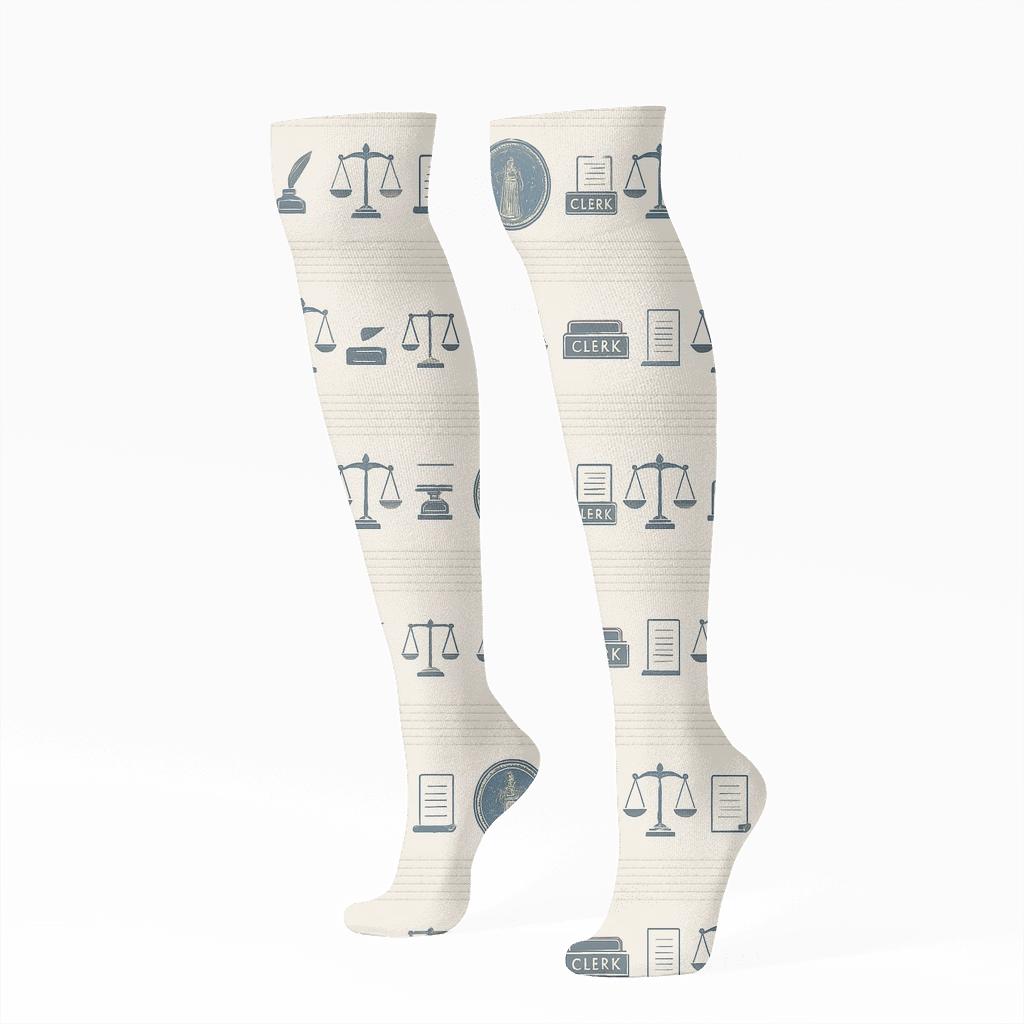 Legal Text Bands With Court Clerk Icons custom knee-high socks