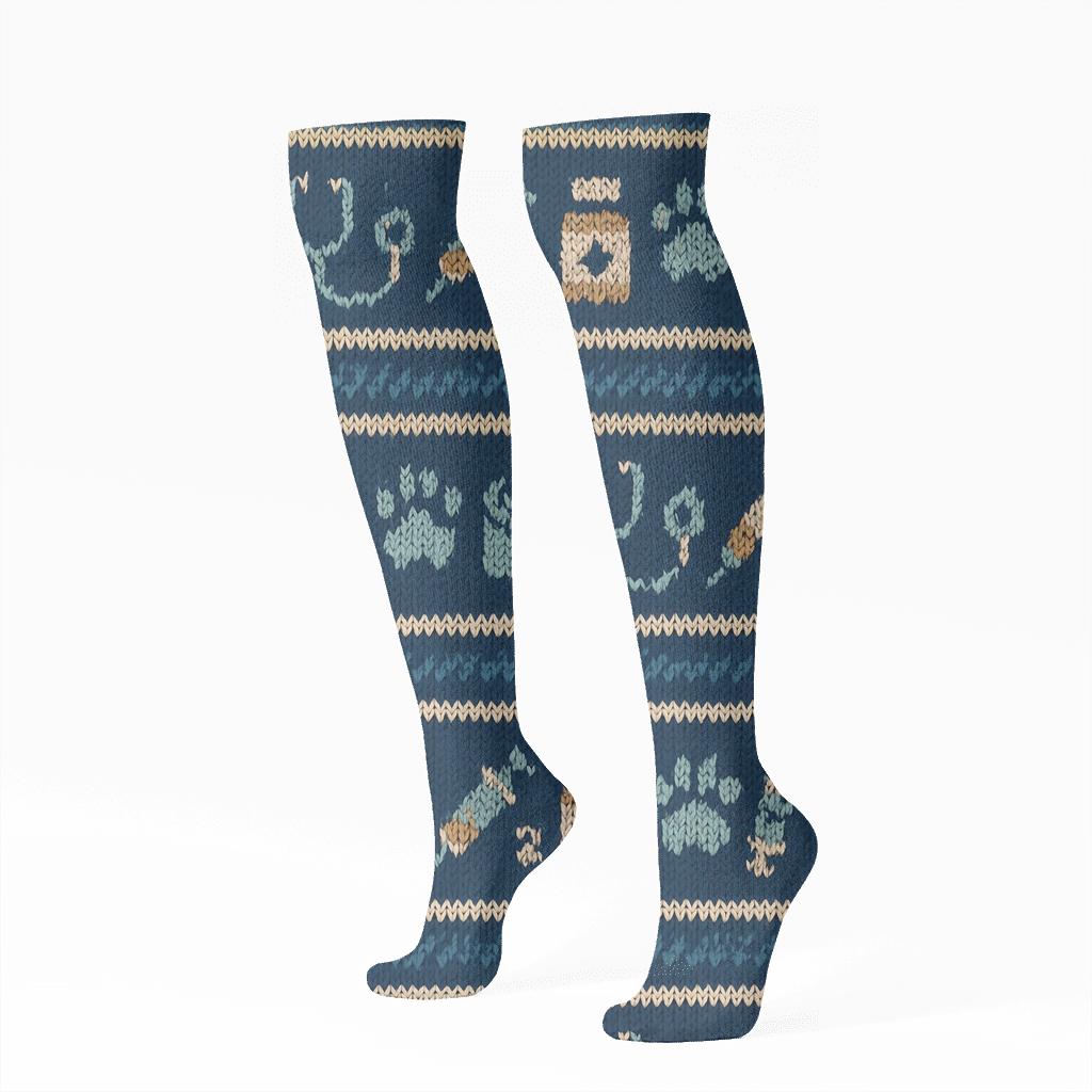 Knitted Illusion Veterinarian Tool Bands comfortable cotton knee-high socks