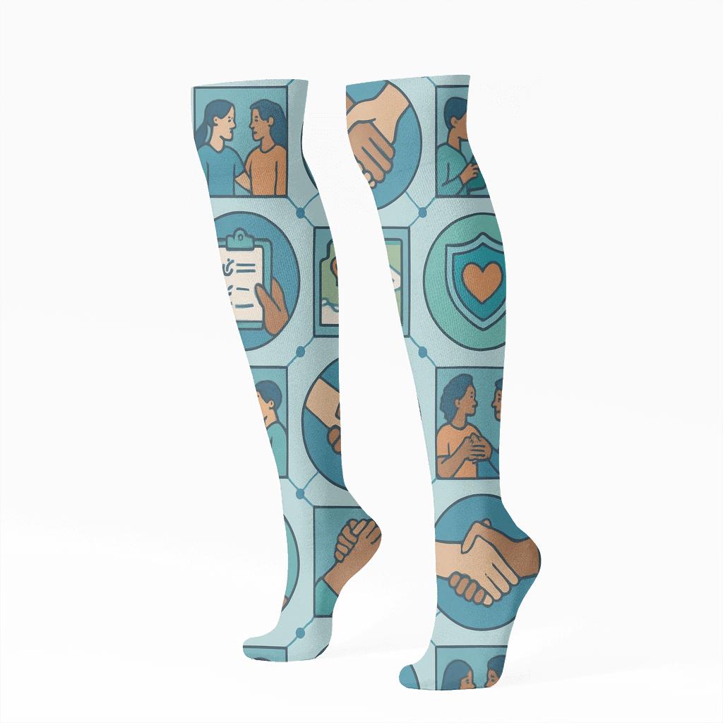 Community Circle Tiles With Social Worker Storyboards soft everyday knee-high socks