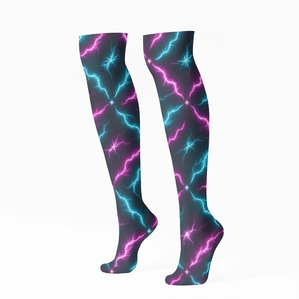 Neon Arc Quilt Tessellation designer print knee-high socks