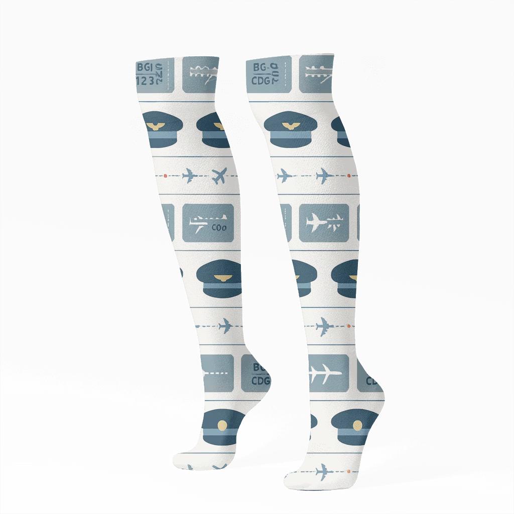 Flight Attendant Route Stripe Bands premium sports knee-high socks