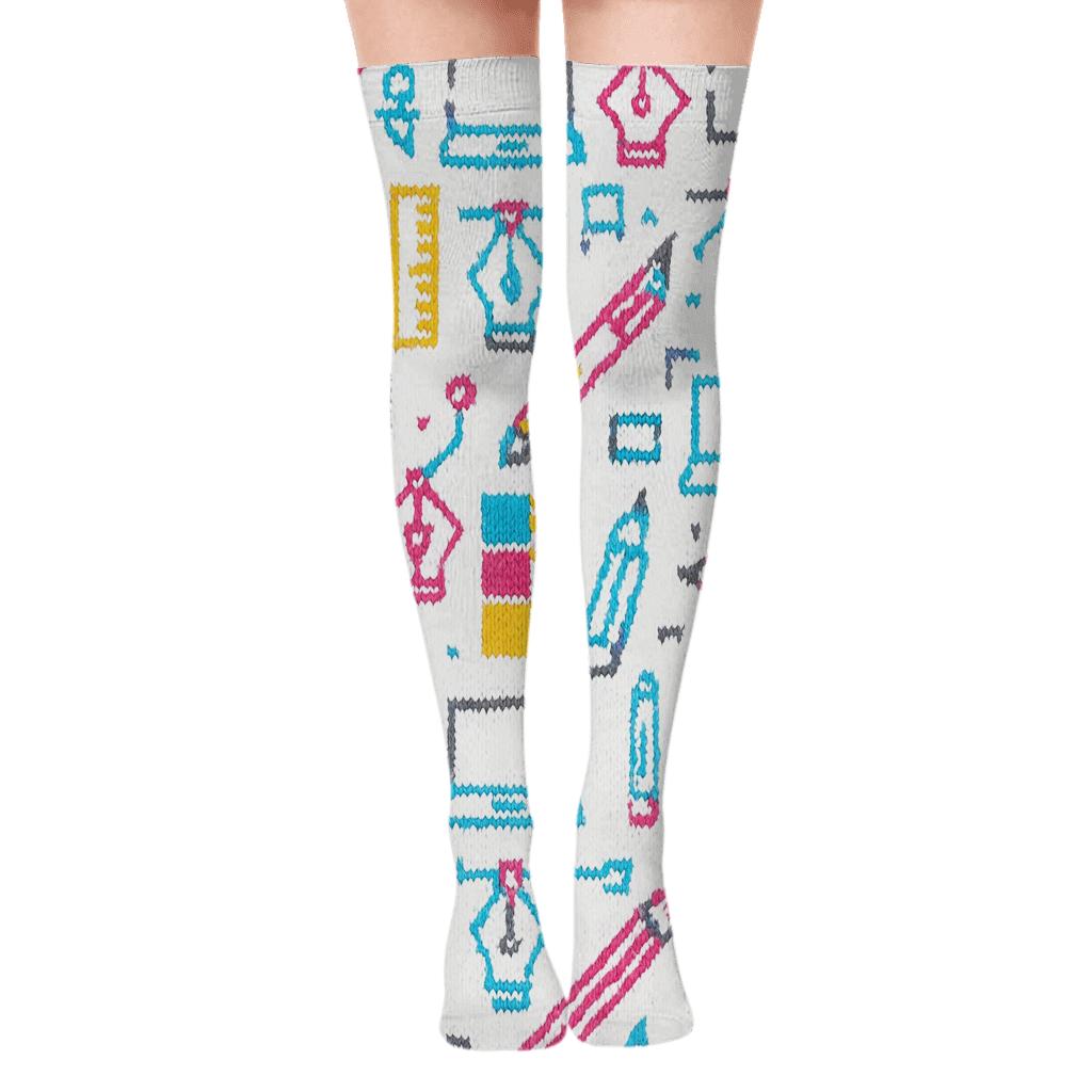 Gridwoven Graphic Designer Toolkit Tiles premium cozy over-the-knee socks