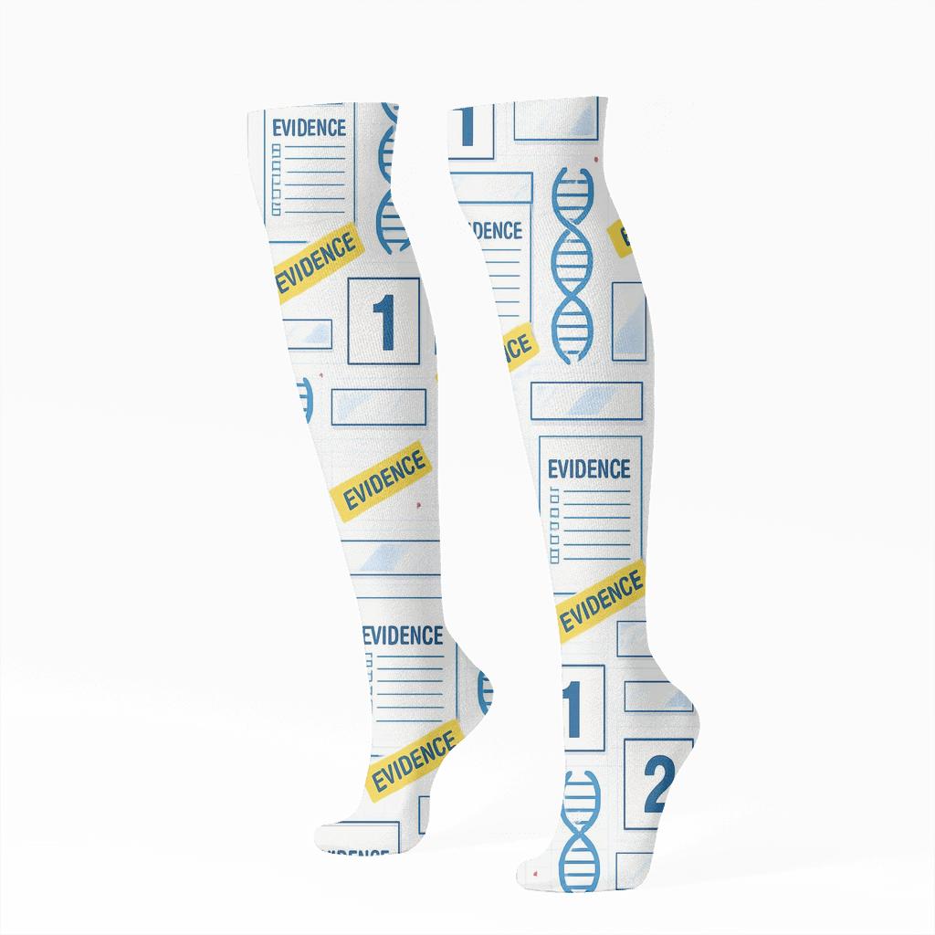 Evidence Collage Tiles With Forensic Scientist comfortable cotton knee-high socks