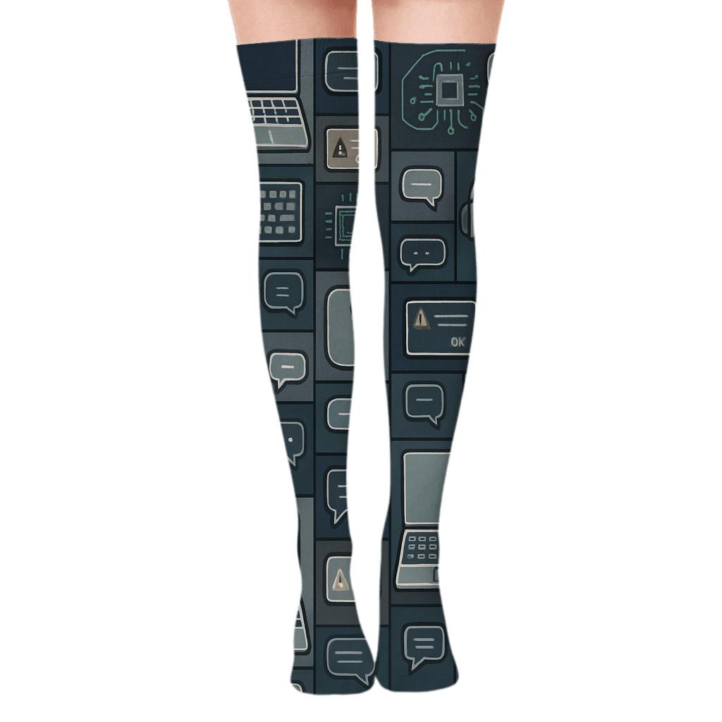 Gadget Patchwork For It Support Specialist soft everyday over-the-knee socks