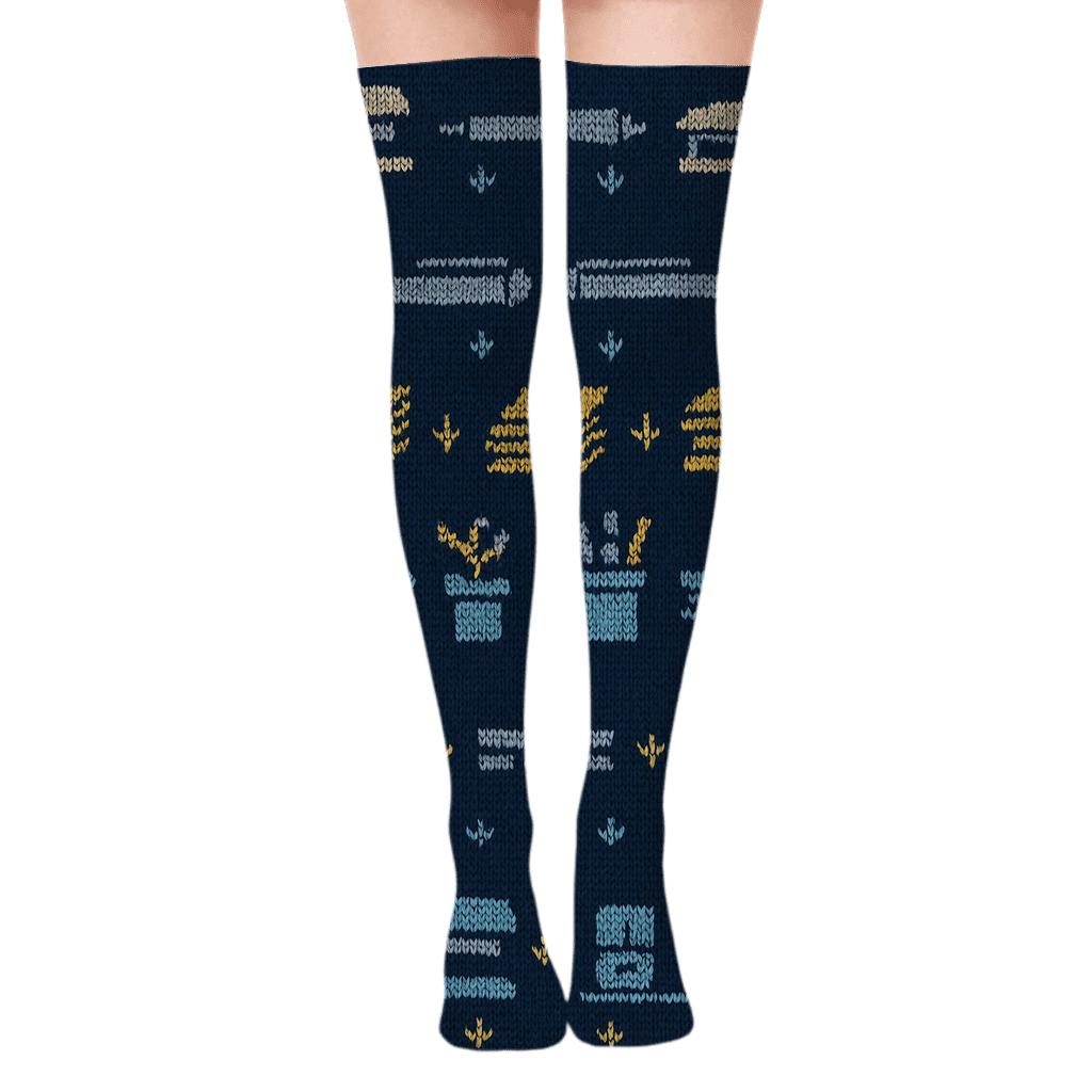 Knitted Pattern Illusion Store And Office Manager Supply Bands custom over-the-knee socks
