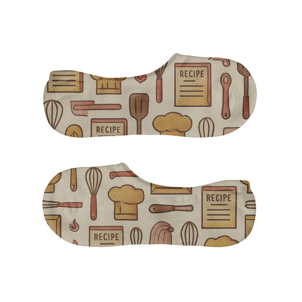 Recipe Tilework In Chef Style designer printed no-show socks
