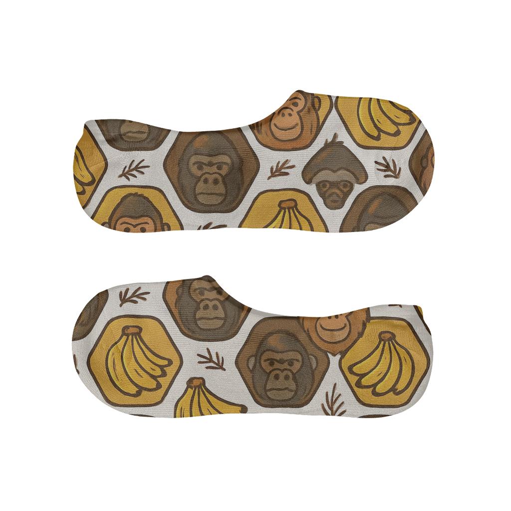 Banana Lattice With Playful Ape Portraits personalized no-show socks