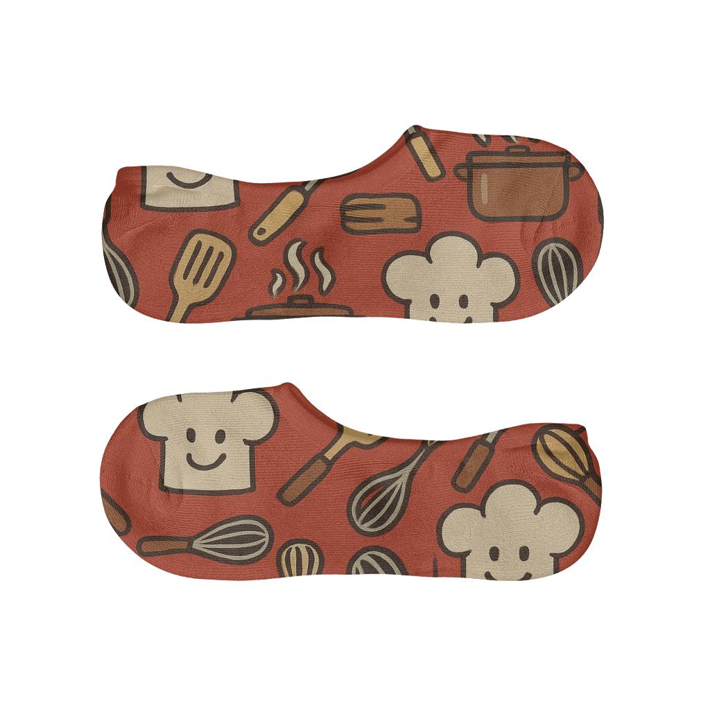 Cook Hat And Utensil Parade Grid trendy no-show sock styles
