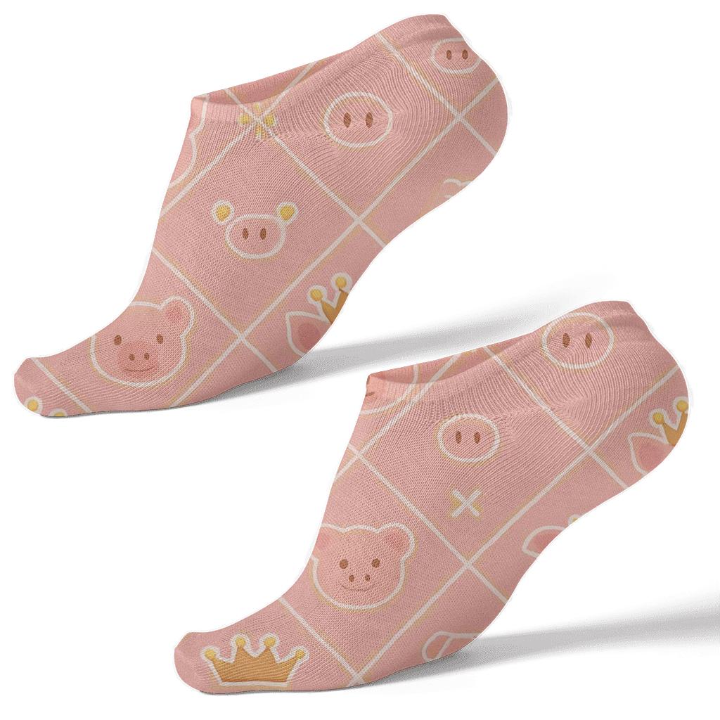 Pig Crown Lattice On Blush Farm Field comfortable cotton ankle socks
