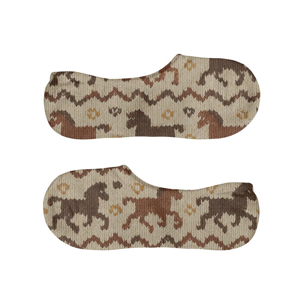 Knitted Illusion Horse Hoofprint Herringbone soft cotton no-show socks