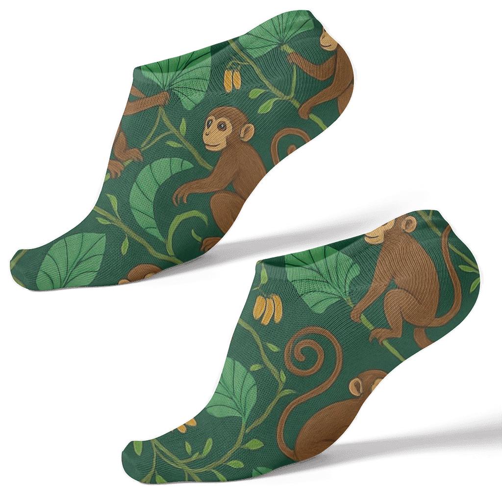 Vine Lattice With Monkey Motifs soft everyday ankle socks