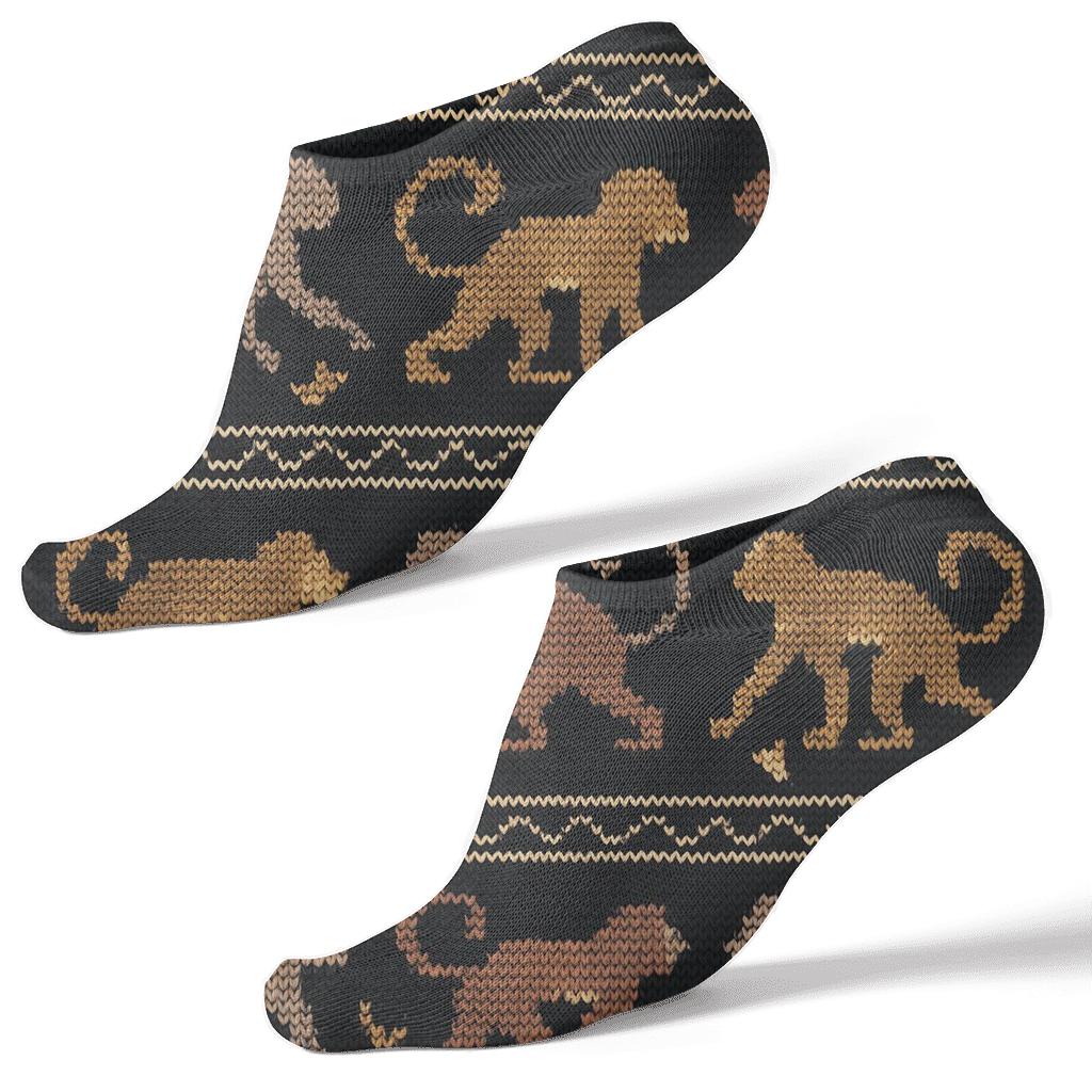 Knitted Illusion Jungle Grid Monkey soft everyday ankle socks