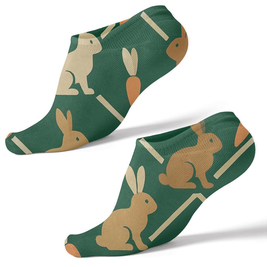 Carrot Lattice With Rabbit Silhouette Tiles comfortable cotton ankle socks