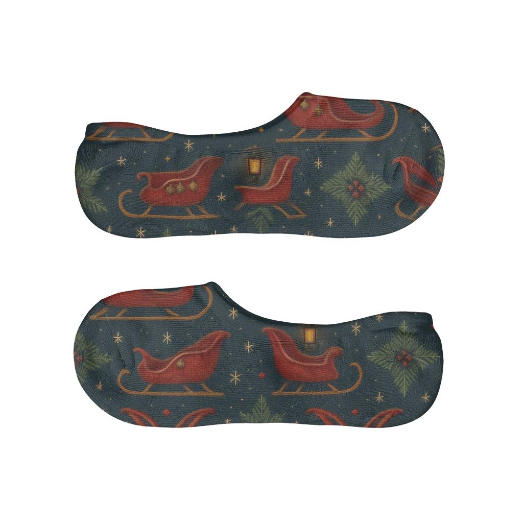 Lantern Lit Sleigh Parade Lattice breathable no-show socks