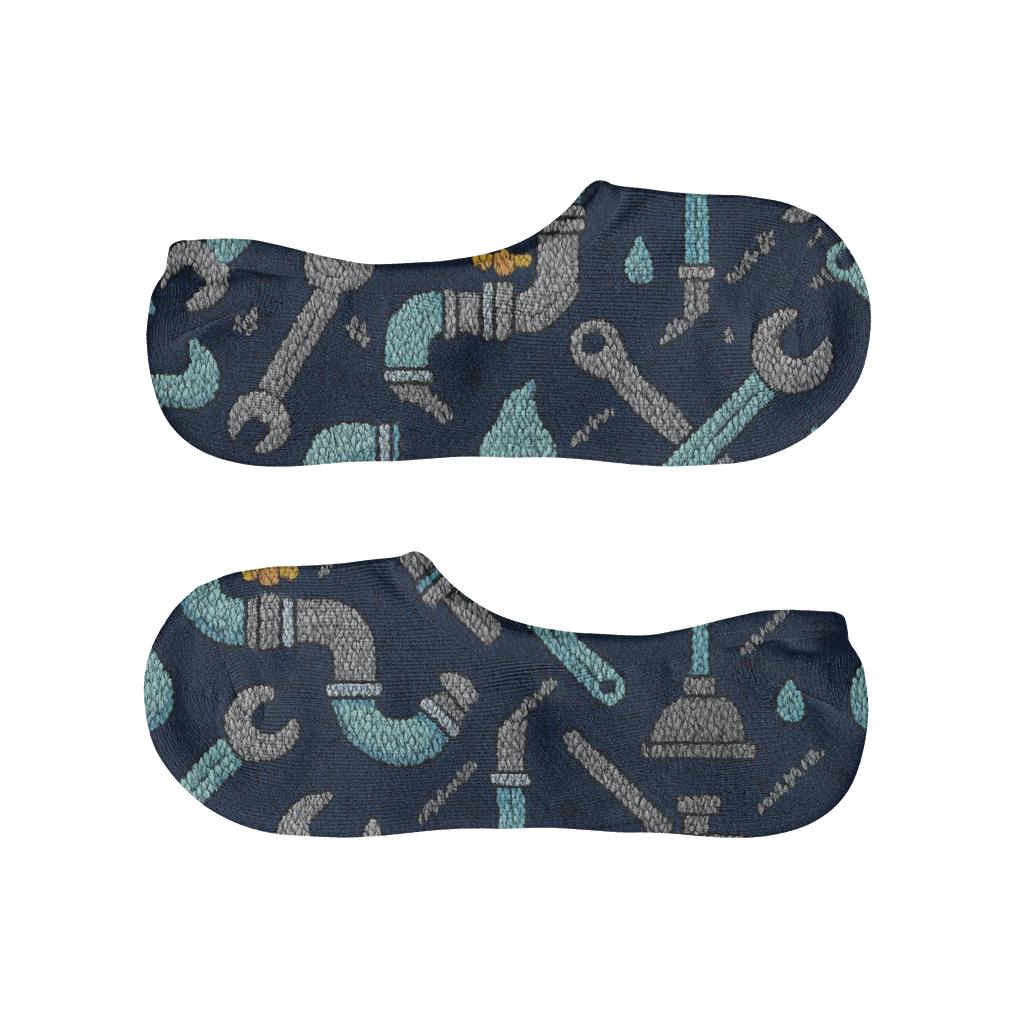 Knitted Illusion Tiling For Plumber Tools designer printed no-show socks
