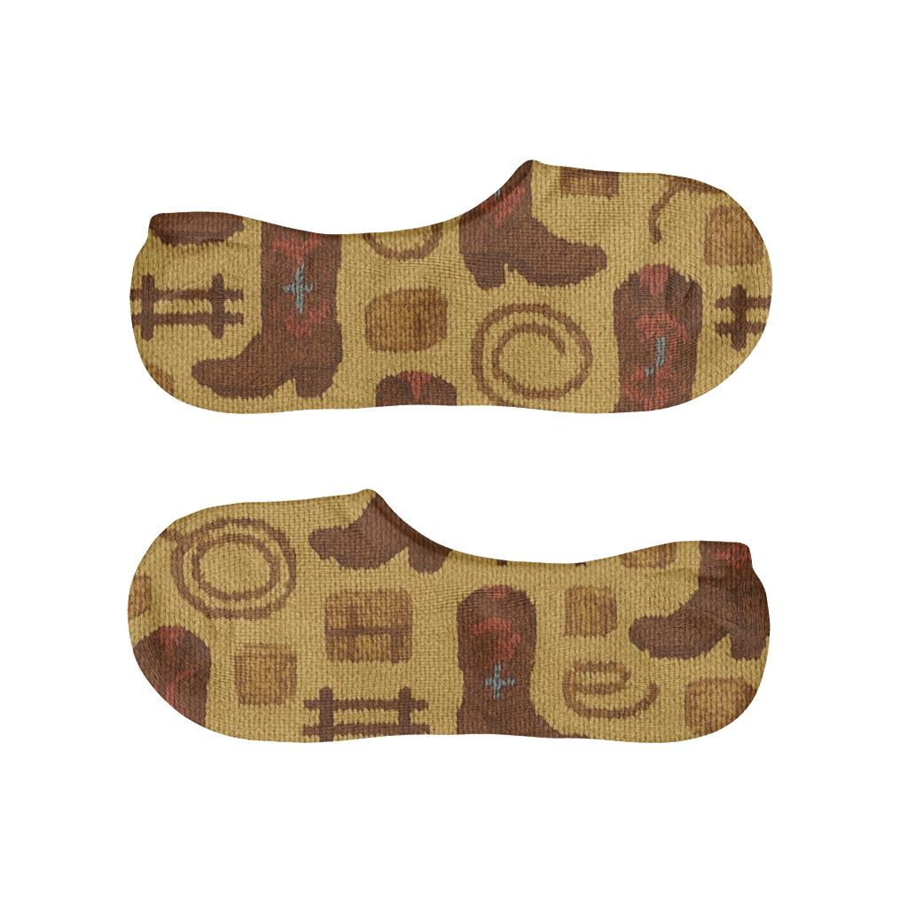 Rancher Boot And Lasso Knit Illusion Repeat soft cotton no-show socks