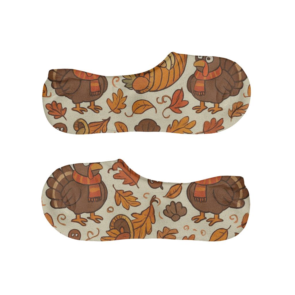Harvest Scarf Dance Pattern With Turkey comfortable low-cut socks