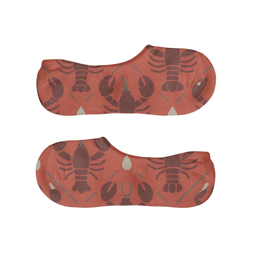 Coral Red Field With Minimal Lobster Tessellation comfortable low-cut socks