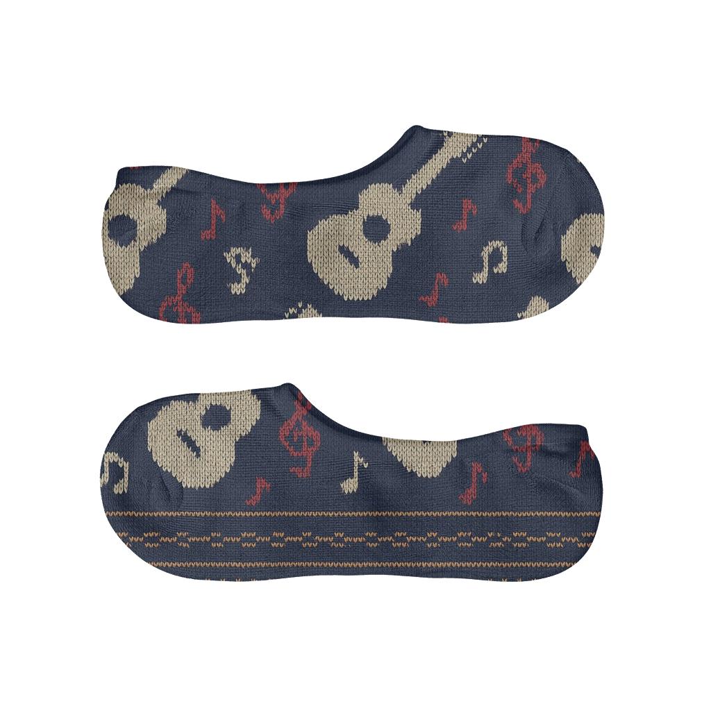 Indigo Musician Knit Illusion Guitar Lattice low cut no-show socks