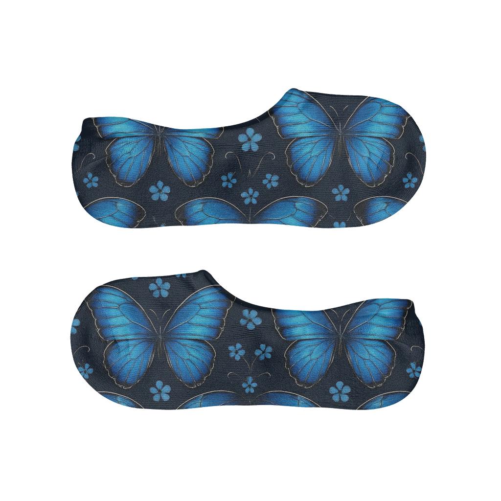 Iridescent Morpho Wing Lattice On Midnight Navy Background breathable seamless no-show sockscustom no-show socks