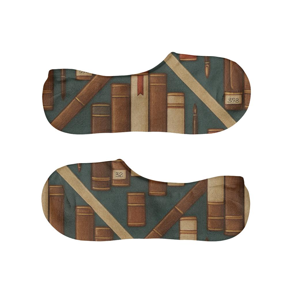 Book Spine Lattice In Librarian Chic breathable seamless no-show sockscustom no-show socks