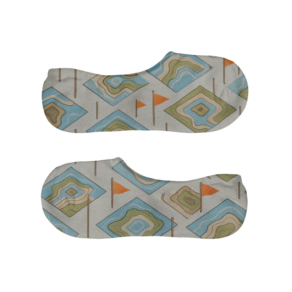 Contour Line Collage With Surveyor Stakes low cut no-show socks