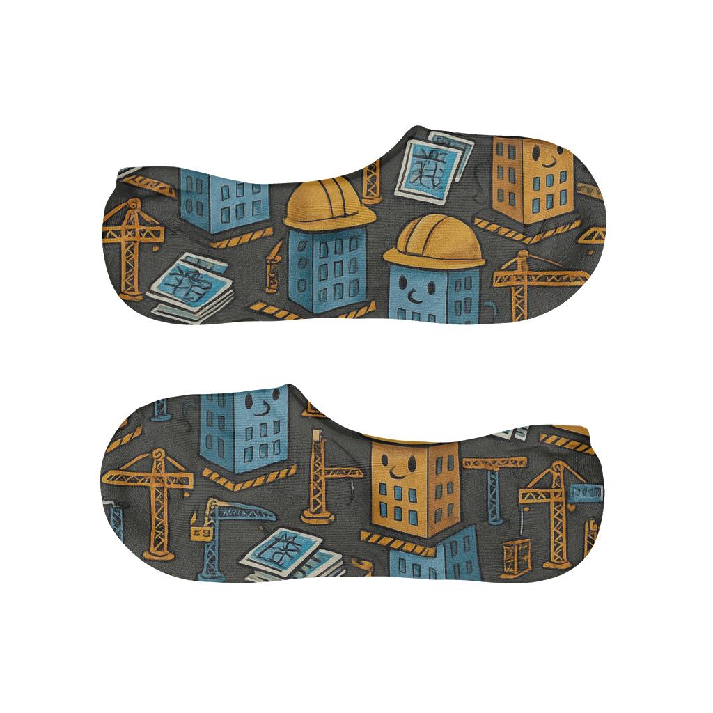 Architect Collage City Tessellation designer printed no-show socks