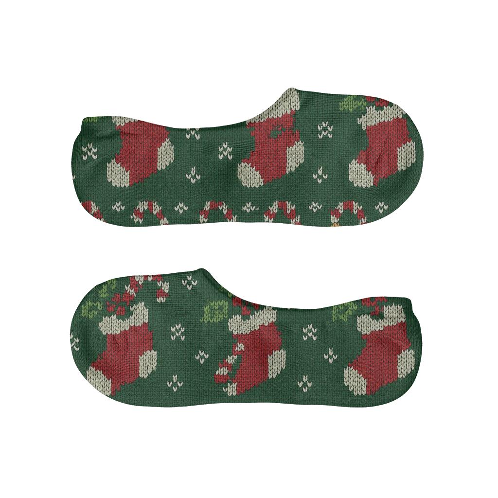 Knit Illusion Santa Claus Stocking Stripe Bands soft cotton no-show socks
