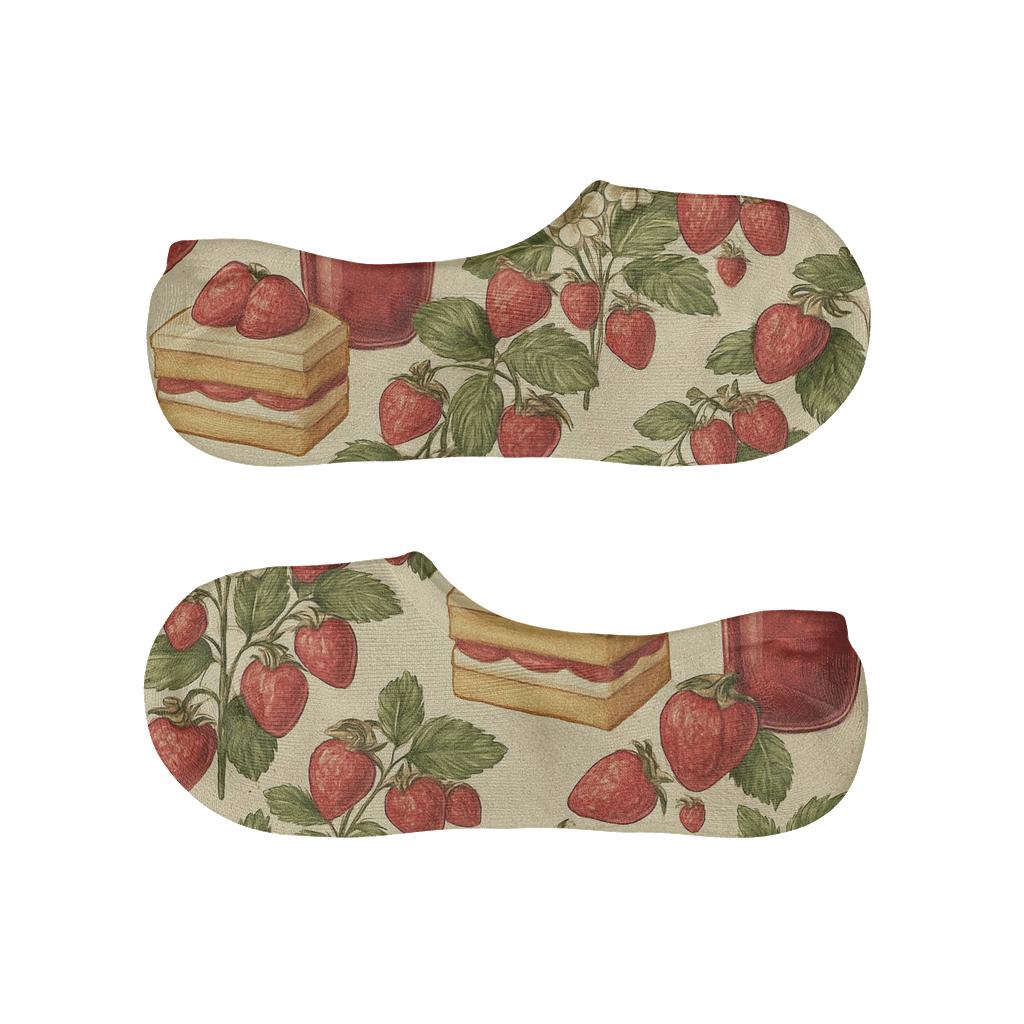 Vintage Strawberry Jam Jar Diagonal Collage comfortable invisible socks
