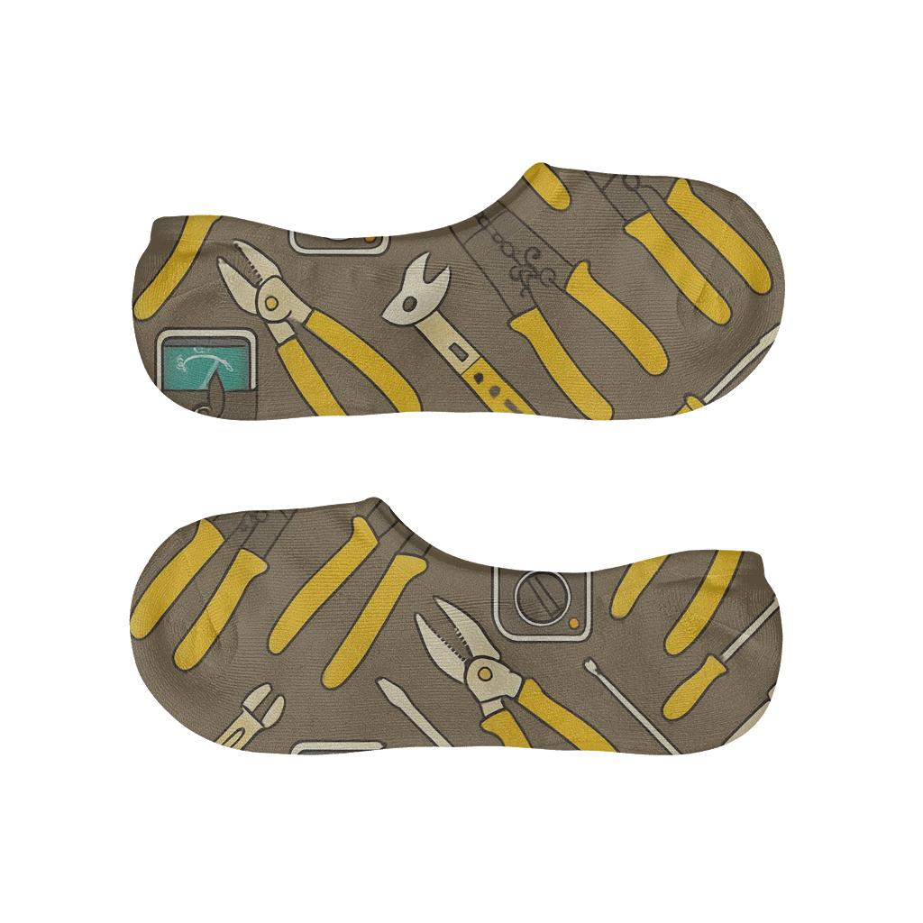 Tool Lattice Electrician Pattern soft cotton no-show socks