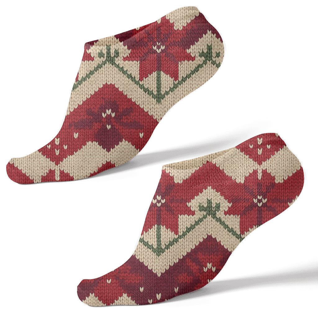 Knitted Star Bract Chevron On Warm Ivory custom ankle socks