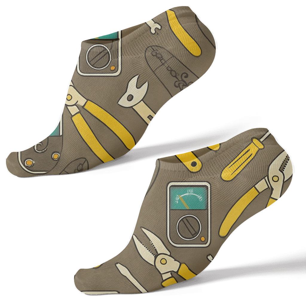 Tool Lattice Electrician Pattern unique graphic ankle socks